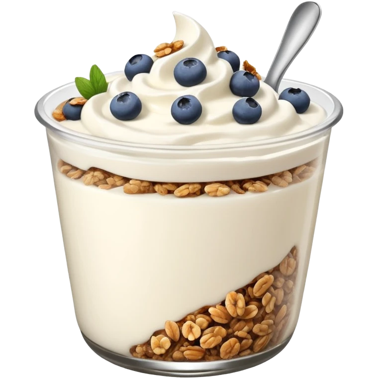 a plain greek yougurt with gronola on it emoji