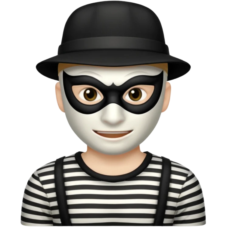 a portrait of robber, mask-wearing with sneaky eyes and a mischievous grin emoji