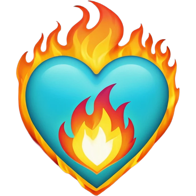 Make flaming hearts in all colours emoji