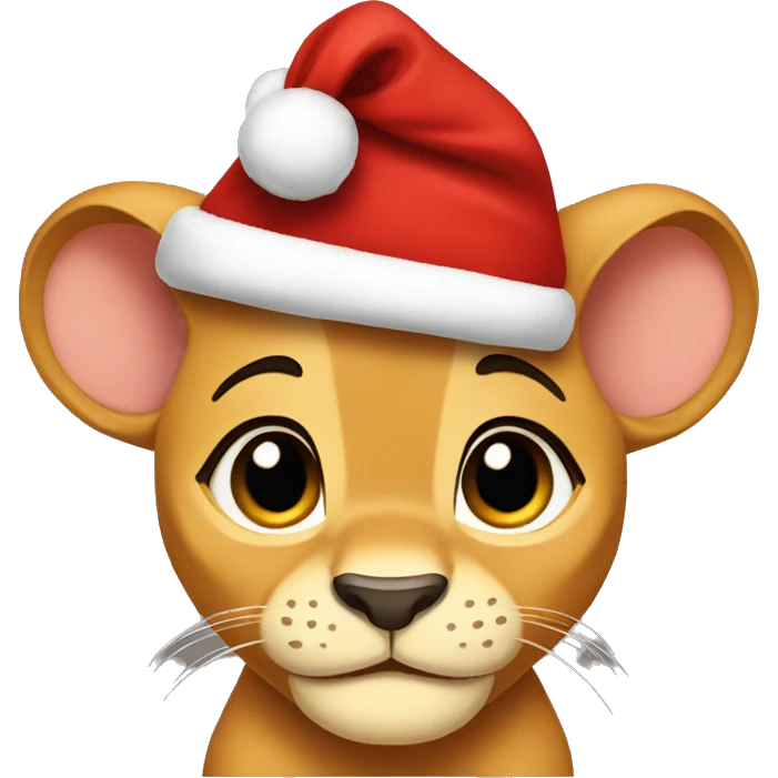 Baby Nala from Lion King wearing Santa hat emoji
