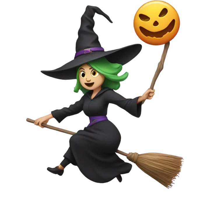 Witch flying on a broom while juggling  emoji