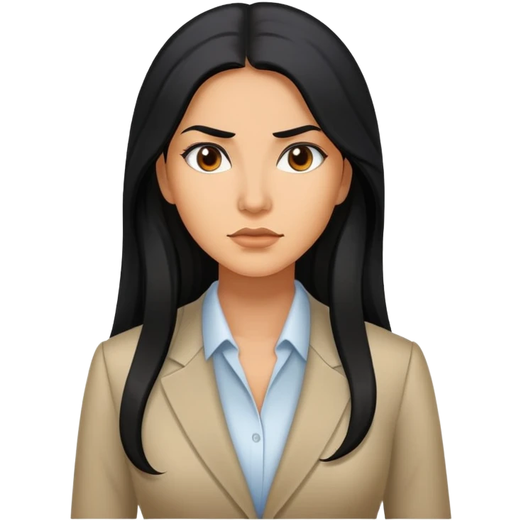 Hispanic business woman with long hair, determined emoji