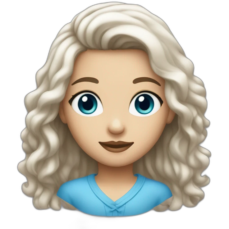 Une fille blanche au cheveux brun foncé au yeux bleu emoji