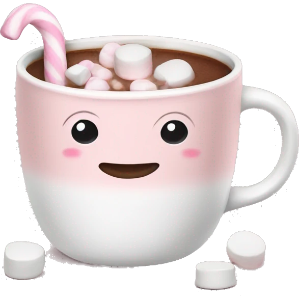 Light Pink mug of hot chocolate with marshmallows  emoji