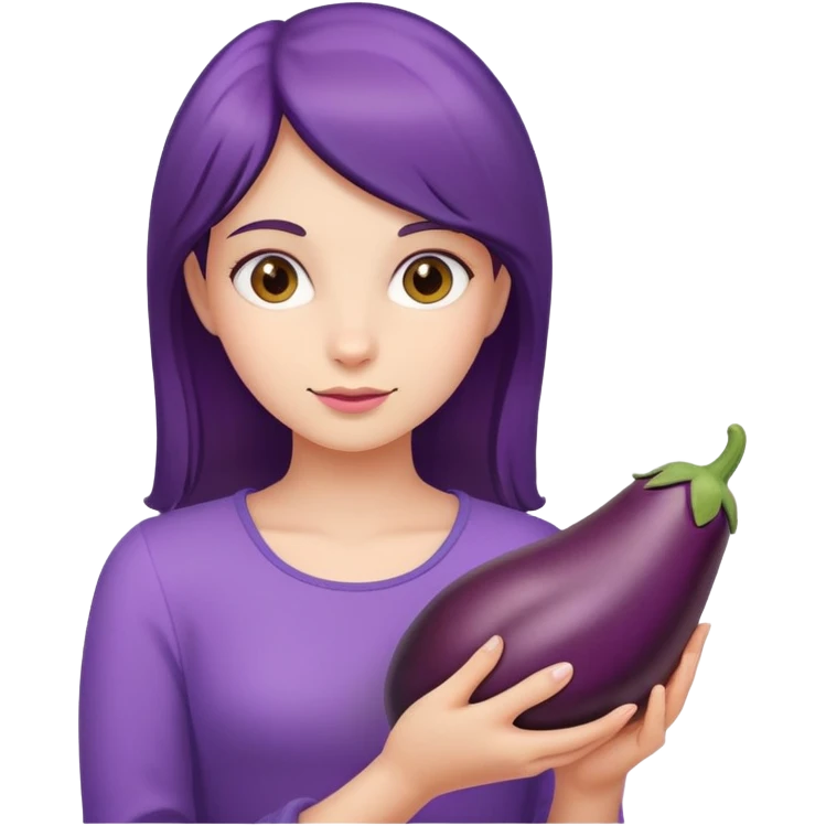 Girl holding eggplant emoji