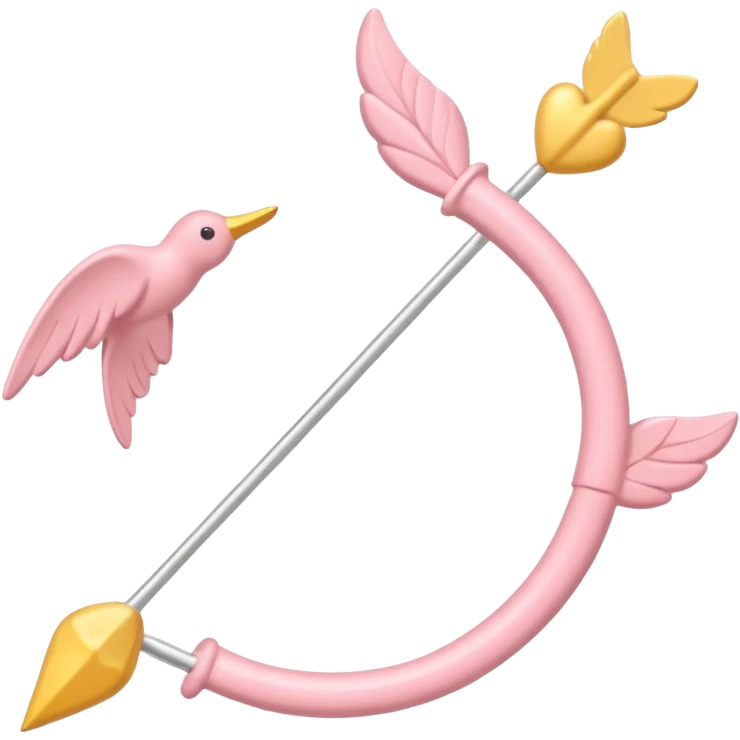 Cupid's bow in soft pink, beige and yellow pastel colors emoji