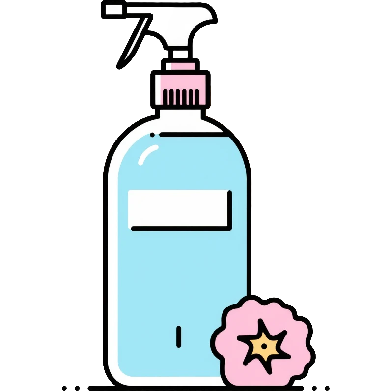 Facial toner spray bottle, minimalist, rounded, soft pastel colors, no outline emoji