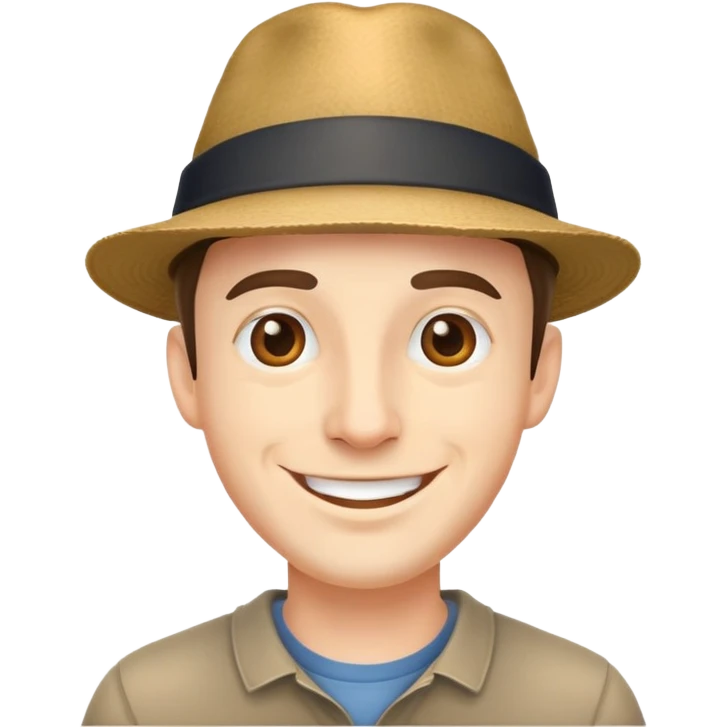 man with a hat, cheerful expression emoji