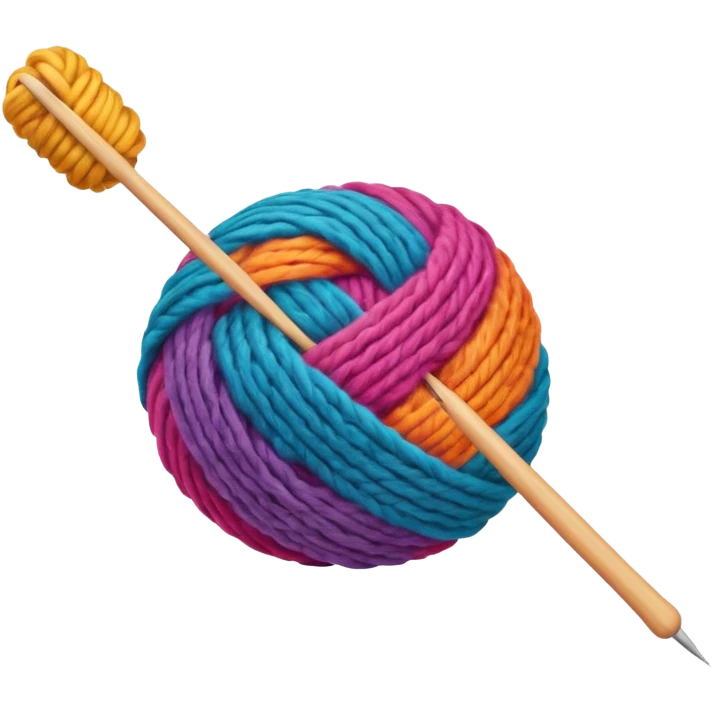a ball of wool with a knitting needle emoji