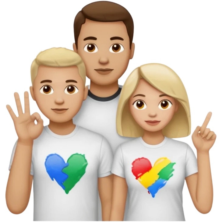 a couple the man has a shirt that says i love to finger paint and the womans shirt says am paint emoji