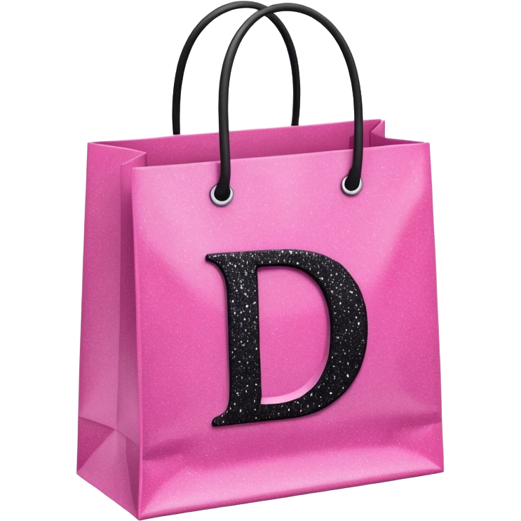 PINK GLITTER SHOPPING BAGS WITH A LETTER D IN THE MIDLLE IN COLOUR BLACK WITH GLITTER TOO  emoji