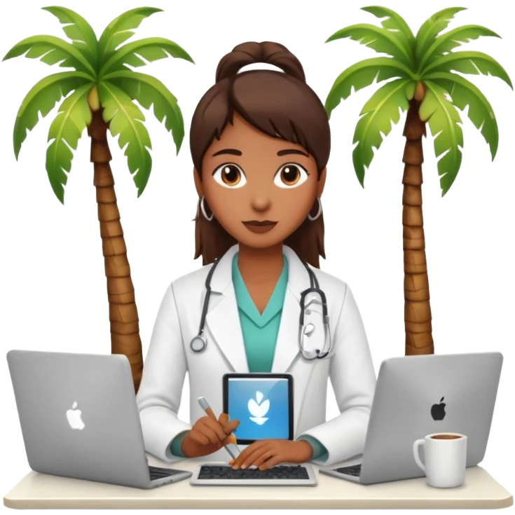 nutricionist with a computer palm tree  emoji
