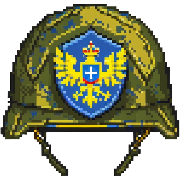 Ukrainian army helmet with blue and yellow emblem, combat headgear emoji