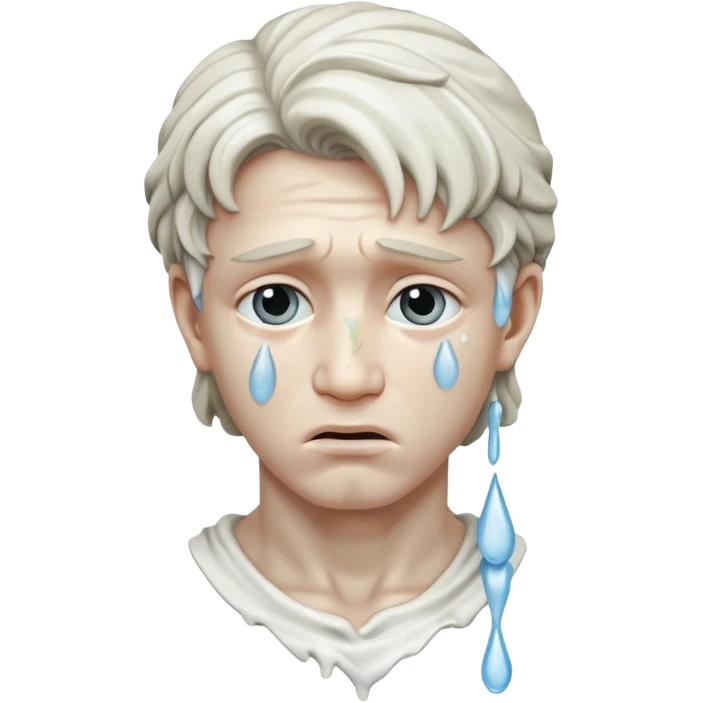 Michelangelo's statue of David with tears, symbolizing the statue crying emoji