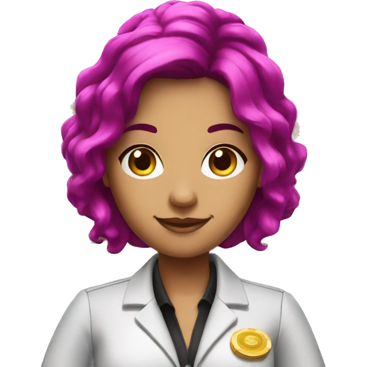 casino cashier with black and fuchsia hair emoji