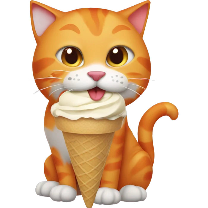 Orange Cat eating ice cream emoji