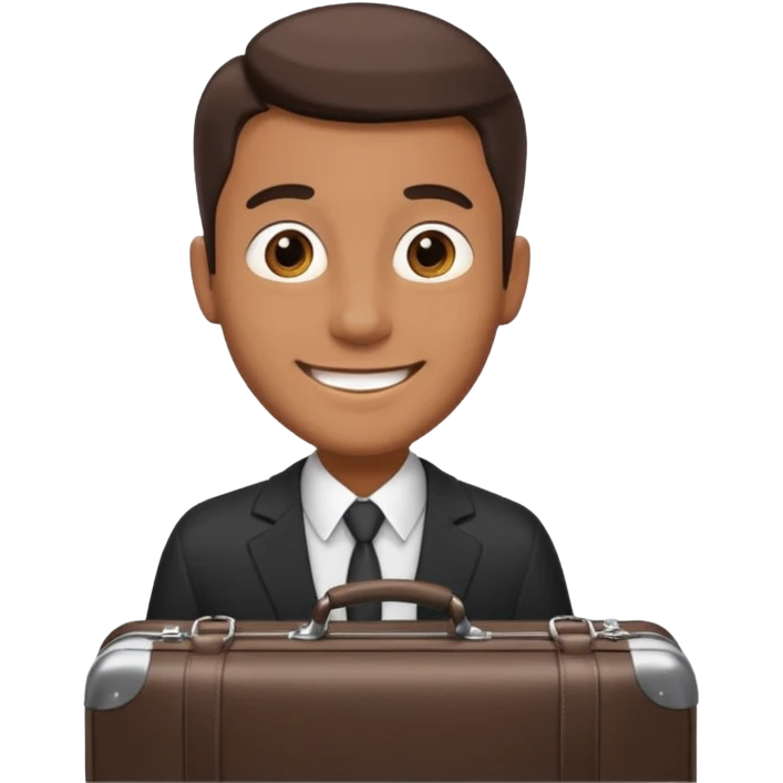 A BROWN business man with a suitcase in his hand emoji