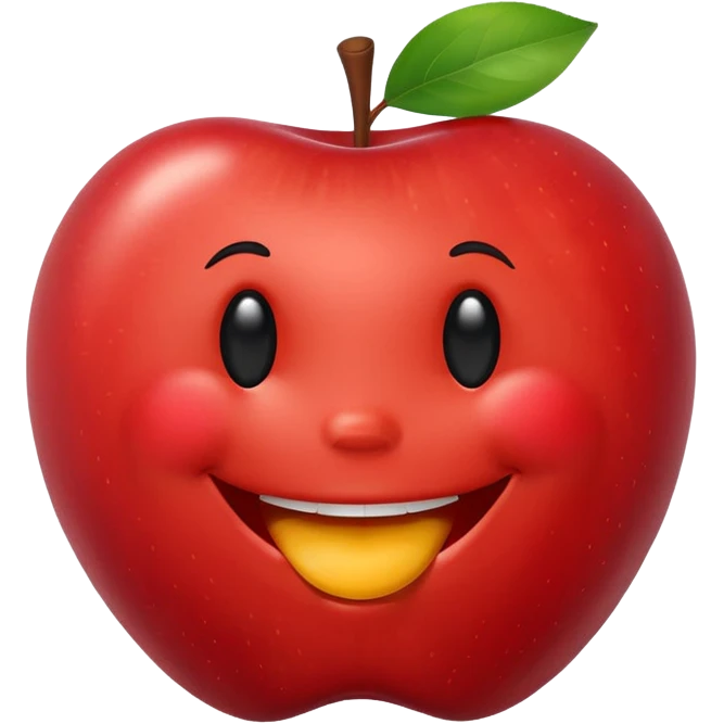 smiley face eats apple emoji