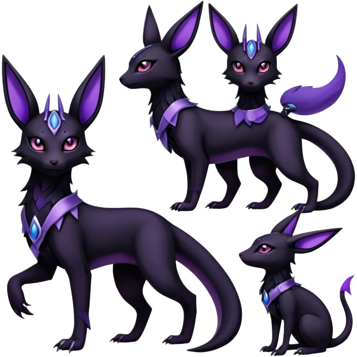 Shiny Dark Edgy Gothic Gloomy Futuristic Salandit-Umbreon-Espeon-Anubis-Hybrid (Full body) emoji