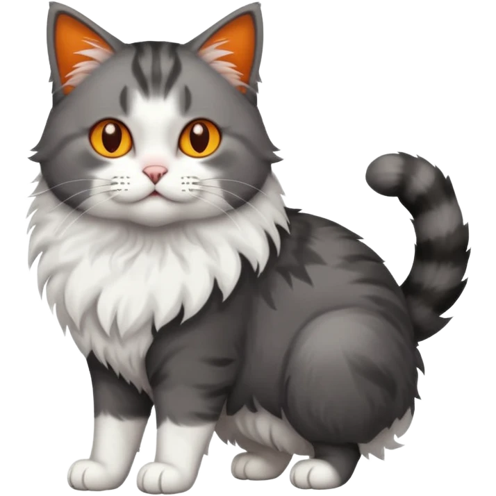 full body half dark grey and half white cat with white front legs emoji