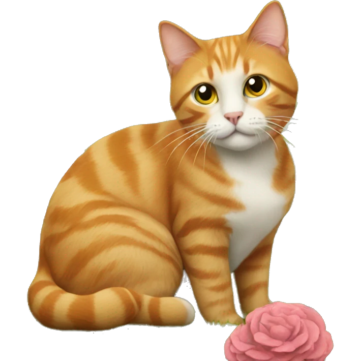 Ginger cat in a garden emoji