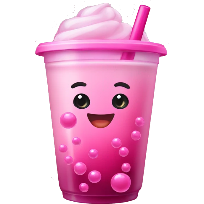 pink bubble tea with dark pink bubbles emoji