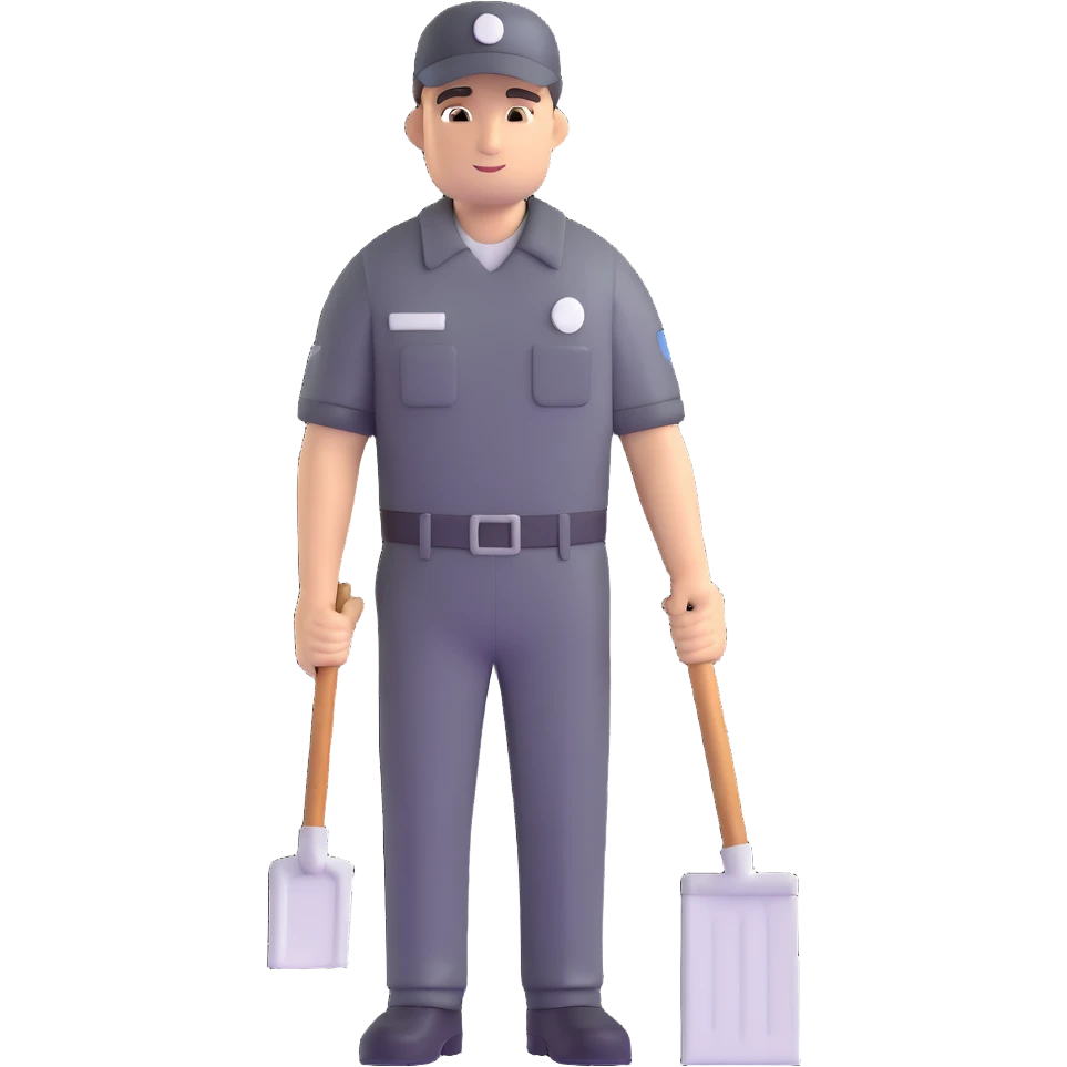 janitor wearing dark-grey custodian uniform emoji
