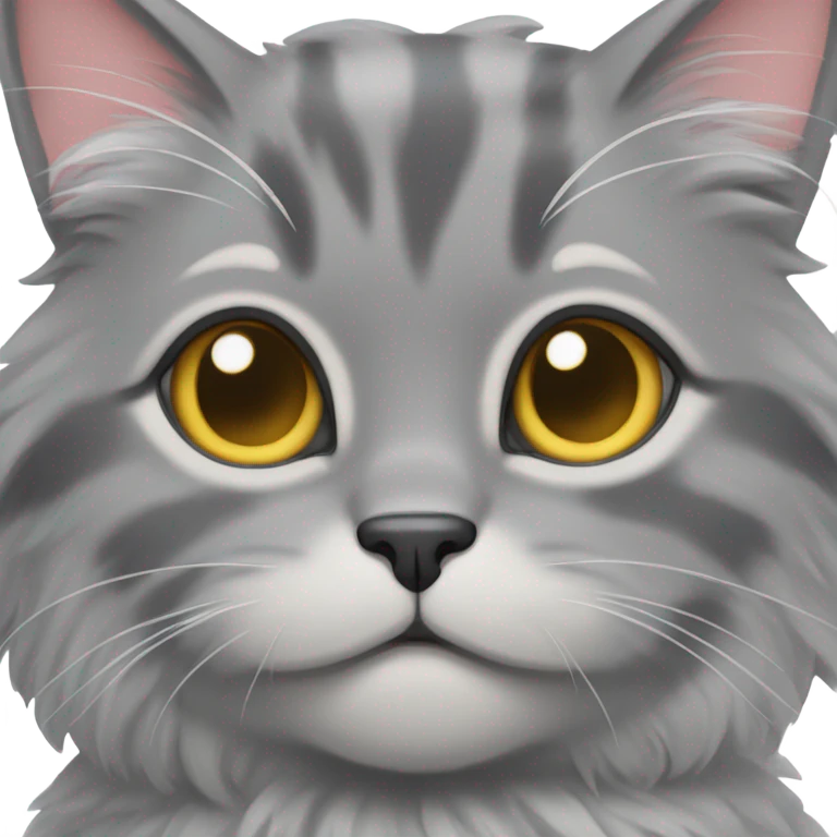 Grey fluffy cat meowingg emoji