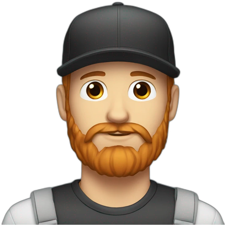 Handsome man in a cap and a red beard with a black labrador dog emoji
