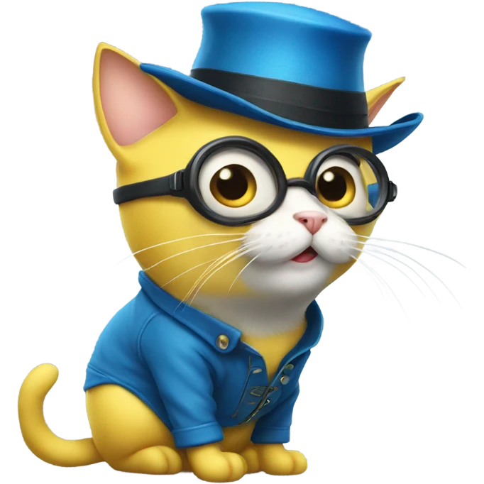 yellow minion cat with bleu hat emoji