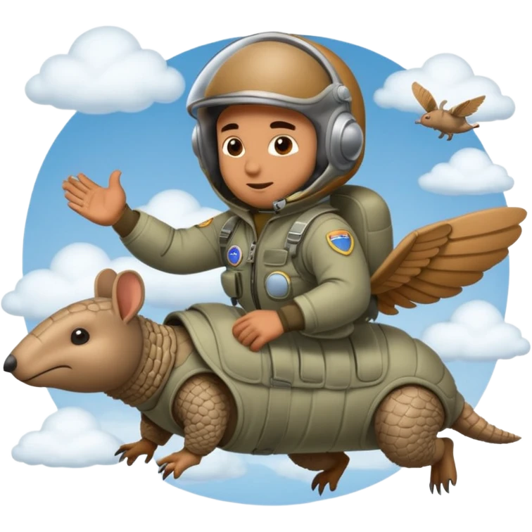 Man flying in the sky of armadillos emoji