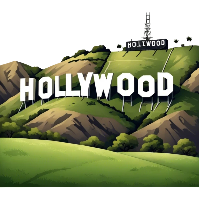 Generate a high-resolution image of the iconic Hollywood Sign perched on the hills of Los Angeles, California emoji