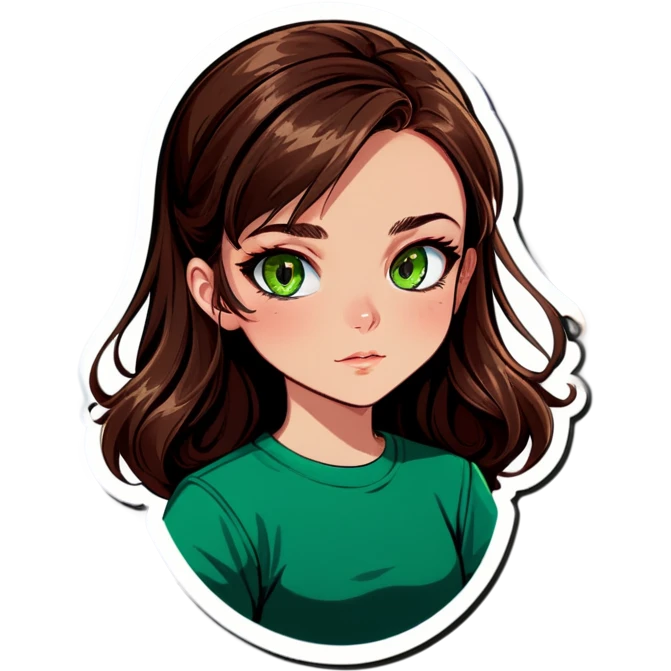 girl with brown hair and green eyes, pretty emoji
