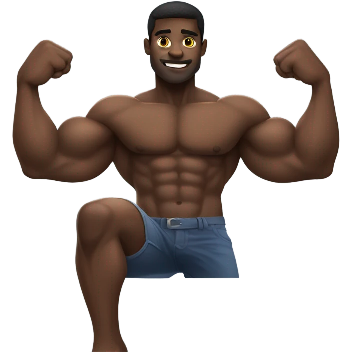 Milky muscle black guy showing muscles emoji