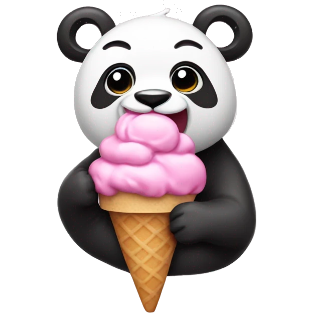 pink panda eating ice cream emoji