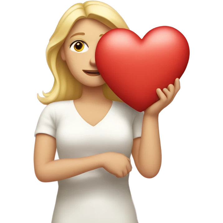 Blonde Mother holds her  big heart in her arm emoji