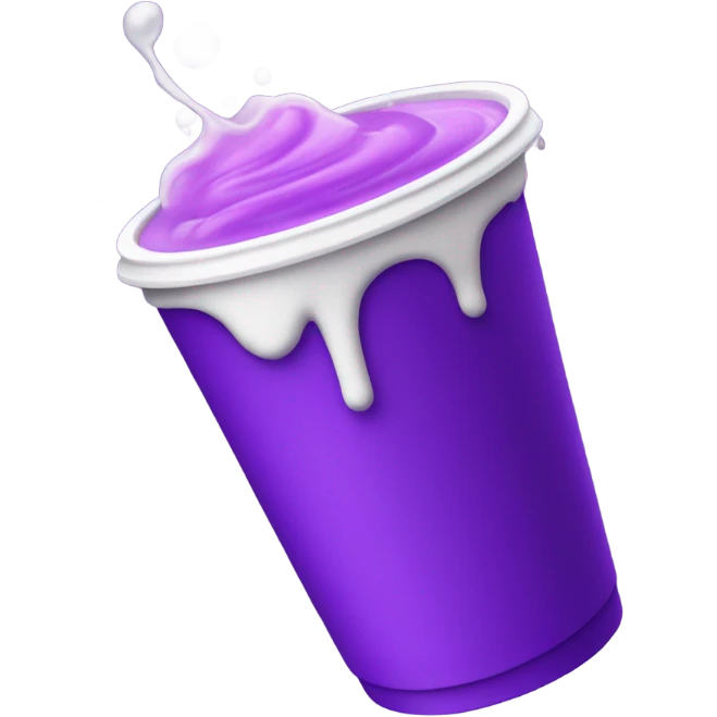 a foam cup filled with purple drink pouring out emoji