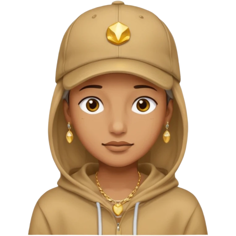 {
  "type": "human",
  "look": "tan hoodie, cap, gold jewelry, neutral face"
} emoji