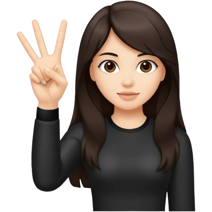 Fair skin long dark brown hair girl doing the Rock n roll sign holding a large blank sign emoji