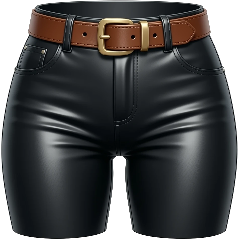 super highwaisted latex latzhose mit hoch talliertem leder gürtel emoji