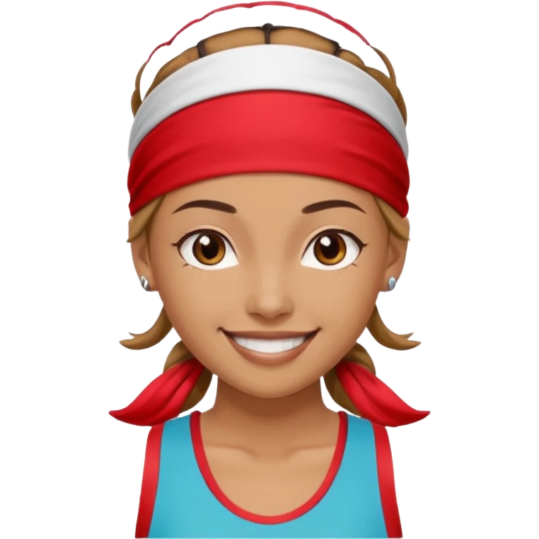 Woman with red headband and sporty outfit emoji