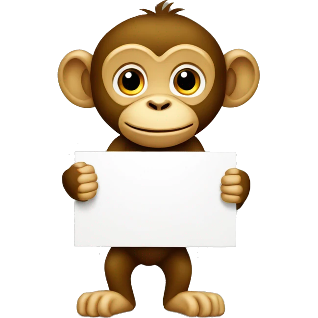 monkey holding a blank sign full view emoji