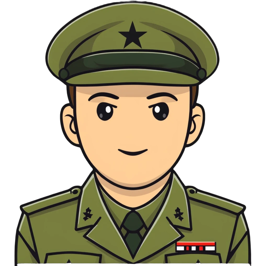 army soldier with formal military cap, front view portrait emoji
