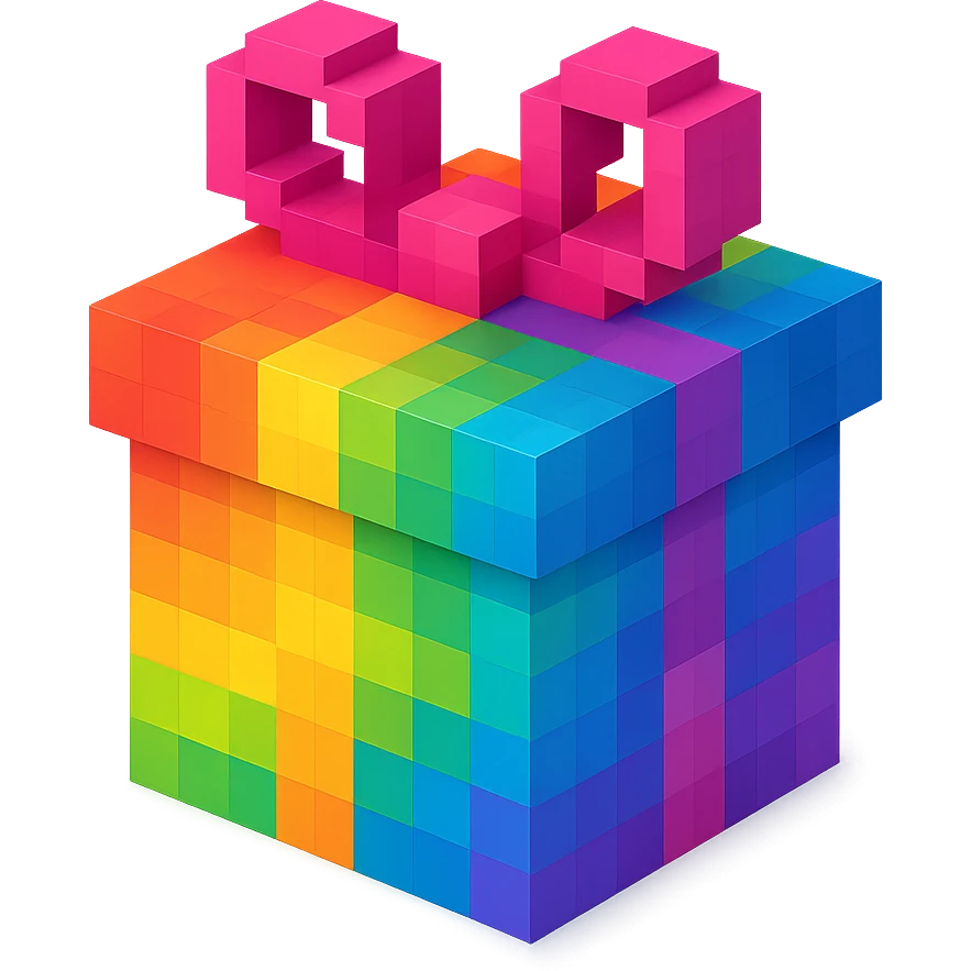 Rainbow gift emoji