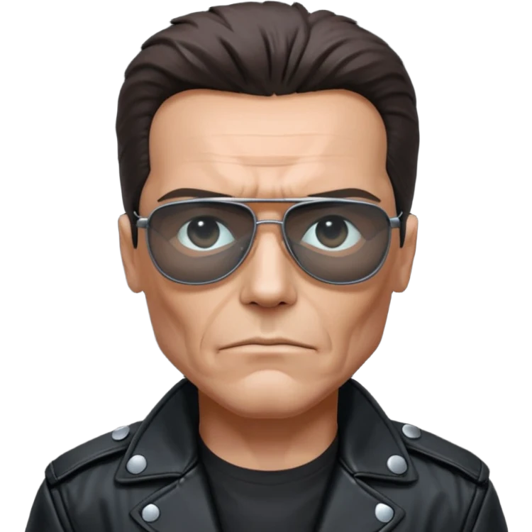 terminator shwartzneger only top in black galssess and his black jacket emoji