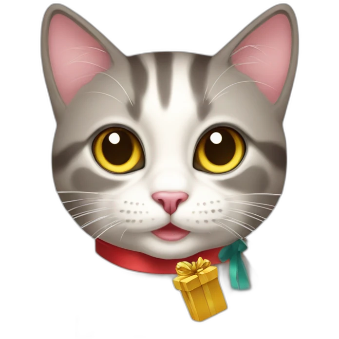 color point cat with present emoji
