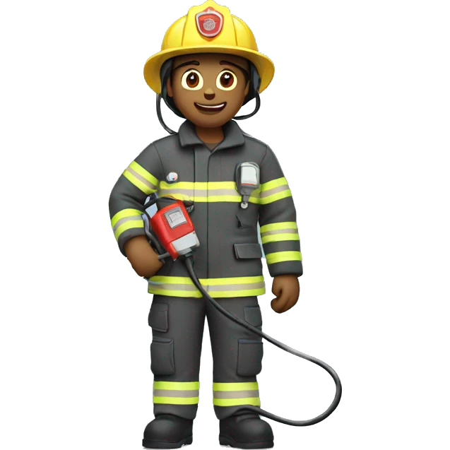 Firefighter holding charging cable  emoji