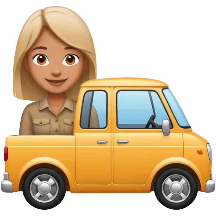 smiling girl with vehicle emoji