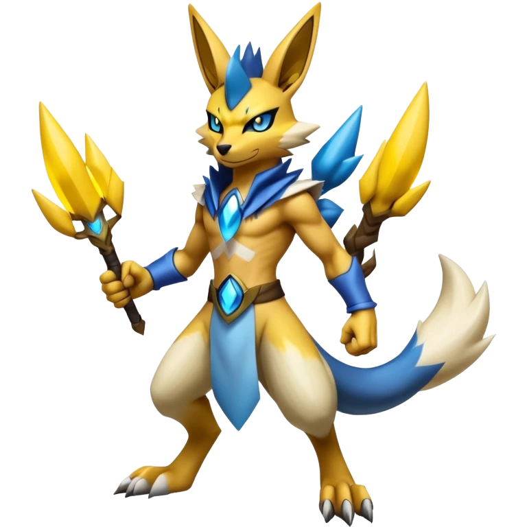 Shiny Epic Handsome Badass Lucario-Renamon-Zeraora-hybrid (Full body) emoji