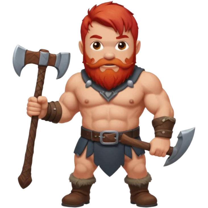 Ein zwerg mit roten Haaren und axt, nur der Oberkörper  emoji